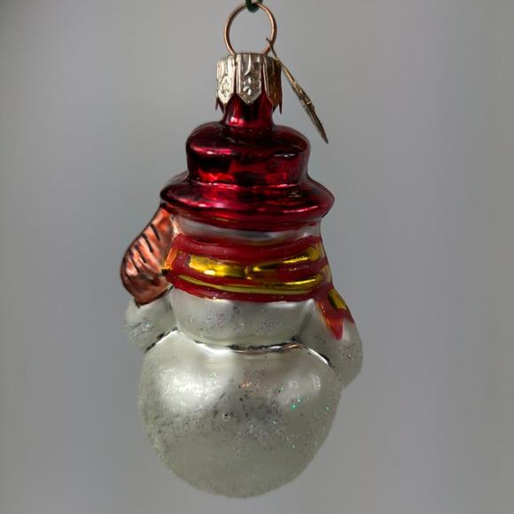 Christopher Radko Handcrafted Glass Ornament Littlest Snowman 90s Red Hat Broom - Picture 4 of 10
